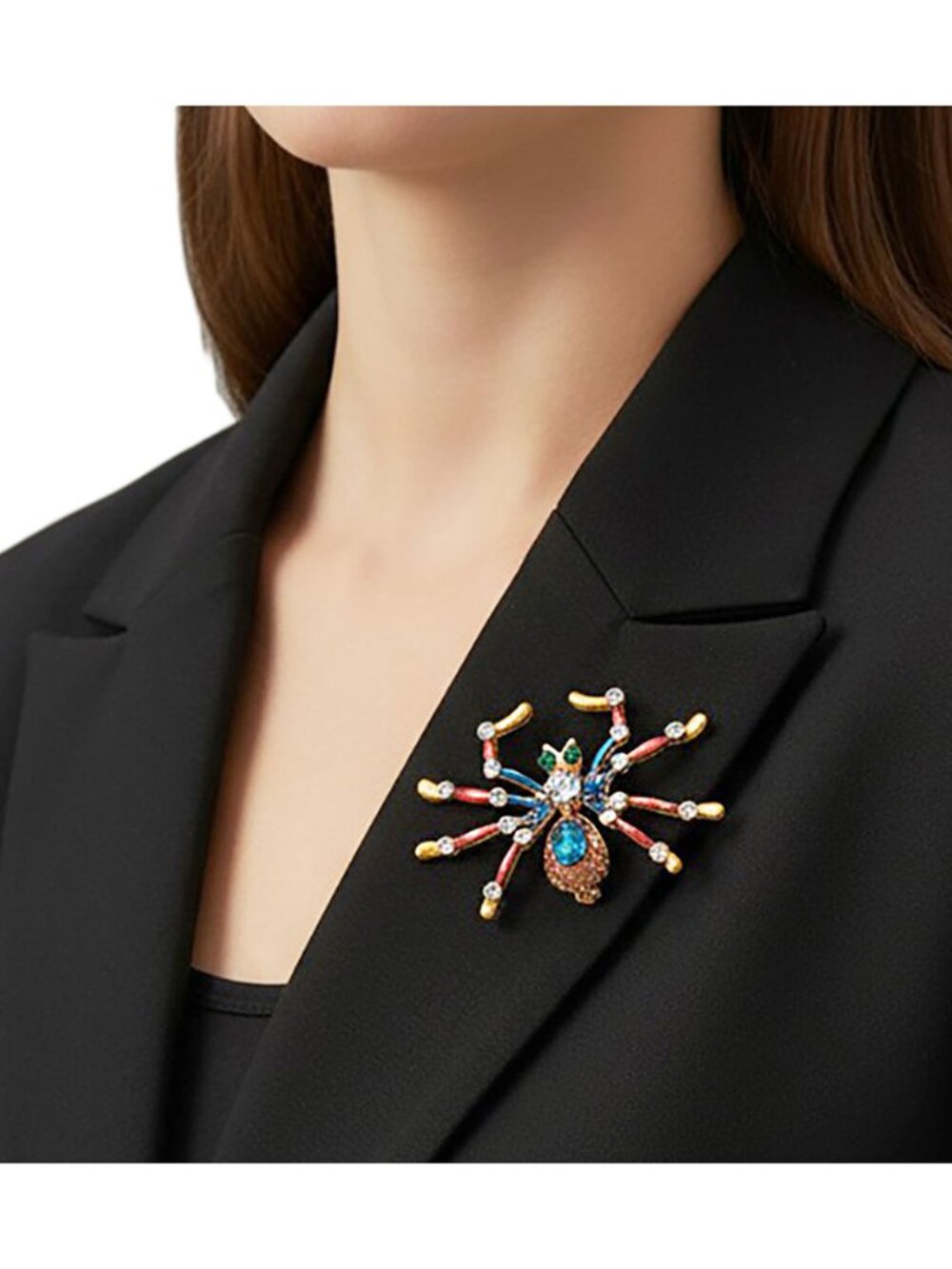 Tigerstars Multi Color Crystal Spider Pin Brooch